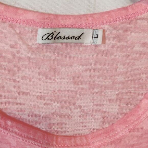 Blessed Pink Burnout Gypsy & Anchor Short Sleeve T-Shirt Size L‎ - Picture 2 of 4